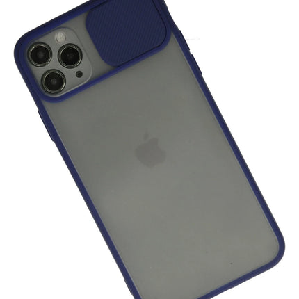 iPhone 11 Pro Max Palm Buzlu Kamera Sürgülü Silikon Kılıf - Lacivert 2