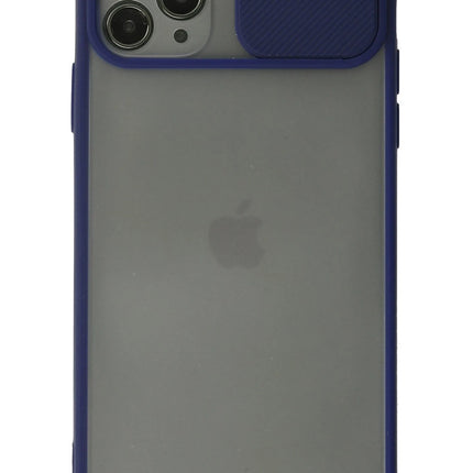 iPhone 11 Pro Max Palm Buzlu Kamera Sürgülü Silikon Kılıf - Lacivert