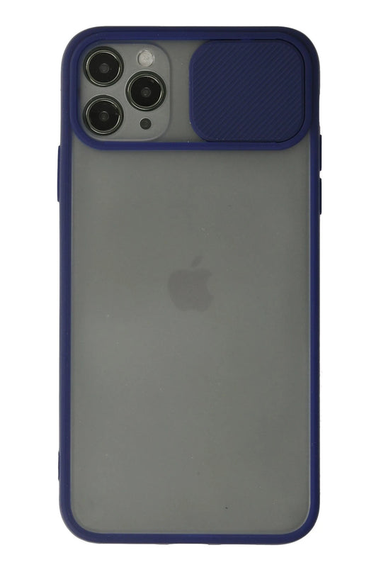 iPhone 11 Pro Max Palm Buzlu Kamera Sürgülü Silikon Kılıf - Lacivert