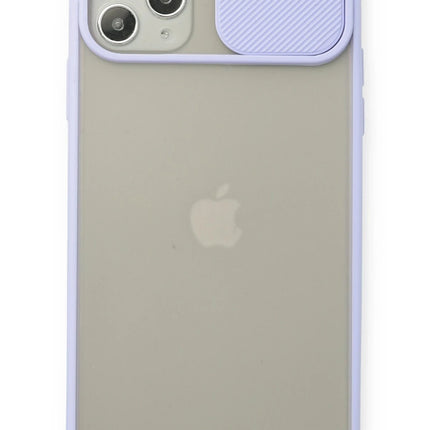 iPhone 11 Pro Max Palm Buzlu Kamera Sürgülü Silikon Kılıf - Lila