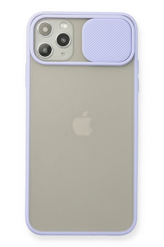 iPhone 11 Pro Max Palm Buzlu Kamera Sürgülü Silikon Kılıf - Lila