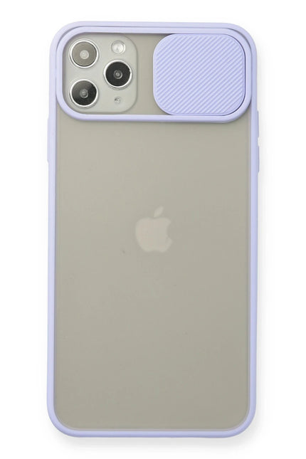 iPhone 11 Pro Max Palm Buzlu Kamera Sürgülü Silikon Kılıf - Lila
