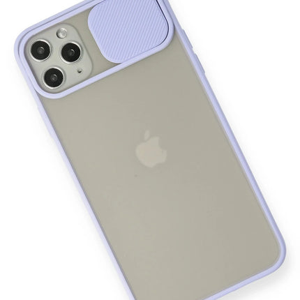 iPhone 11 Pro Max Palm Buzlu Kamera Sürgülü Silikon Kılıf - Lila 3