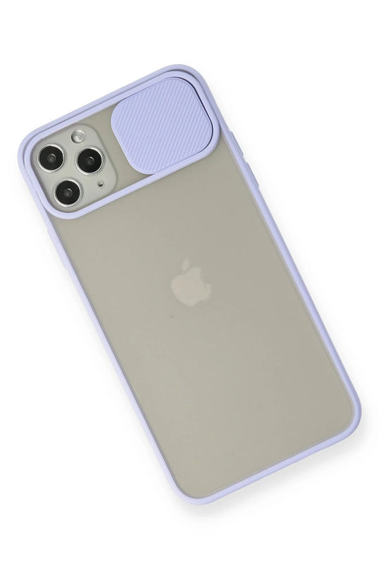 iPhone 11 Pro Max Palm Buzlu Kamera Sürgülü Silikon Kılıf - Lila 3