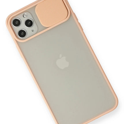 iPhone 11 Pro Max Palm Buzlu Kamera Sürgülü Silikon Kılıf - Pembe 3