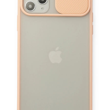 iPhone 11 Pro Max Palm Buzlu Kamera Sürgülü Silikon Kılıf - Pembe