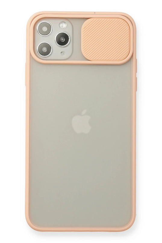 iPhone 11 Pro Max Palm Buzlu Kamera Sürgülü Silikon Kılıf - Pembe