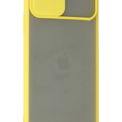 iPhone 11 Pro Max Palm Buzlu Kamera Sürgülü Silikon Kılıf - Sarı 3