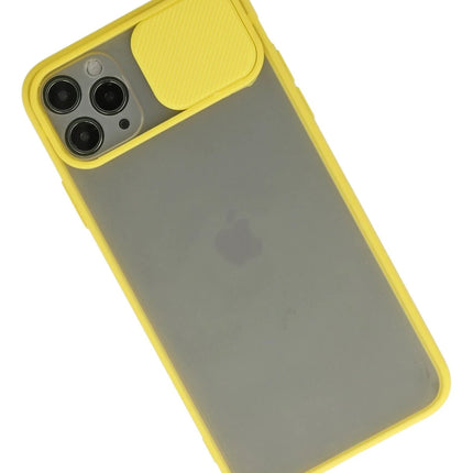 iPhone 11 Pro Max Palm Buzlu Kamera Sürgülü Silikon Kılıf - Sarı 2