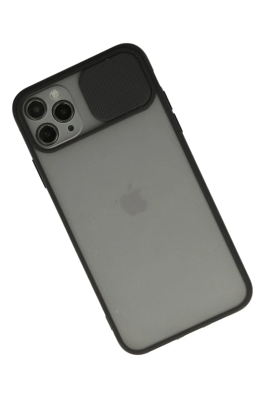 iPhone 11 Pro Max Palm Buzlu Kamera Sürgülü Silikon Kılıf - Siyah 2