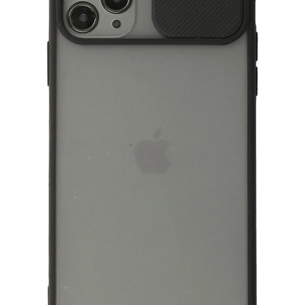 iPhone 11 Pro Max Palm Buzlu Kamera Sürgülü Silikon Kılıf - Siyah