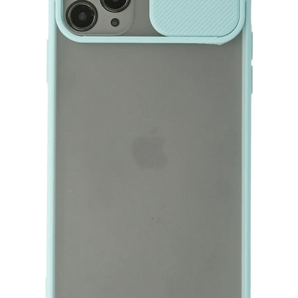iPhone 11 Pro Max Palm Buzlu Kamera Sürgülü Silikon Kılıf - Turkuaz