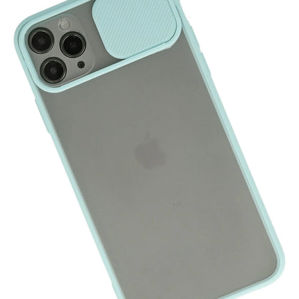 iPhone 11 Pro Max Palm Buzlu Kamera Sürgülü Silikon Kılıf - Turkuaz 2