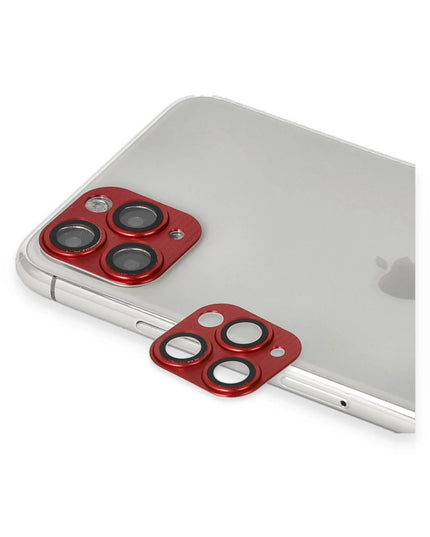 iPhone 11 Pro Max Pers Alüminyum Kamera Lens - Kırmızı