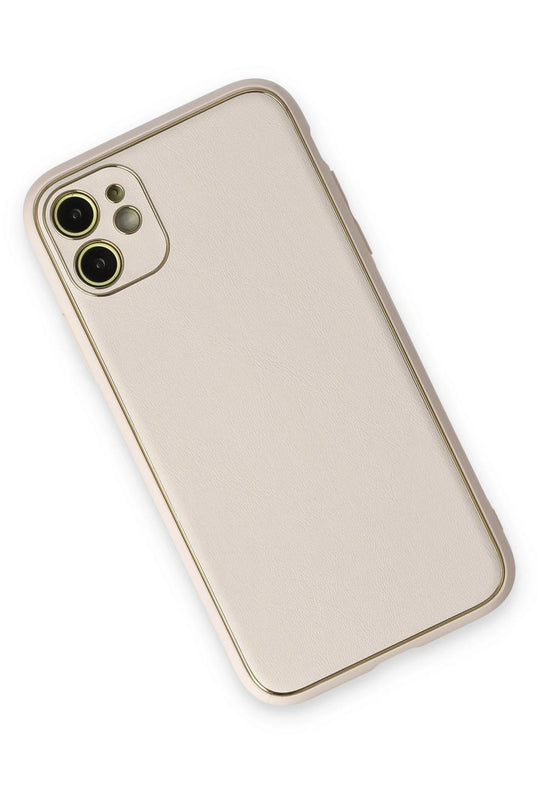 iPhone 12 Coco Deri Silikon Kapak Kılıf - Beyaz 3