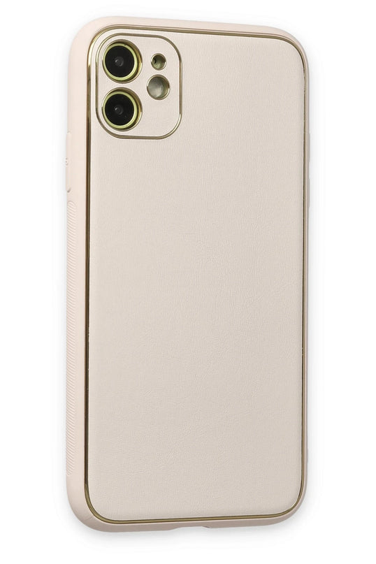 iPhone 12 Coco Deri Silikon Kapak Kılıf - Beyaz 2