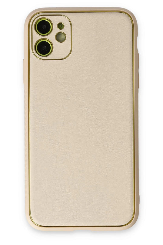 iPhone 12 Coco Deri Silikon Kapak Kılıf - Gold