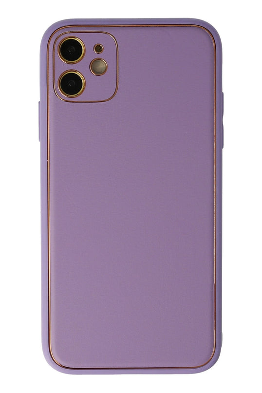 iPhone 12 Coco Deri Silikon Kapak Kılıf - Lila