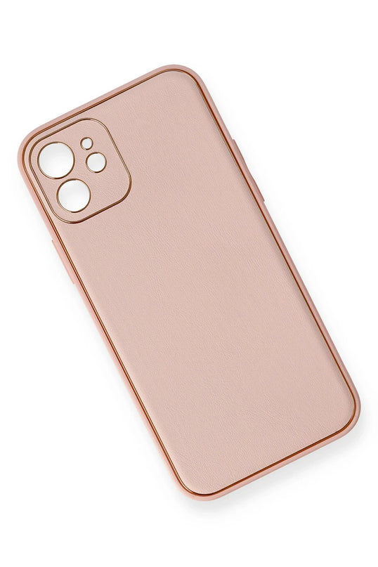 iPhone 12 Coco Deri Silikon Kapak Kılıf - Pembe 3