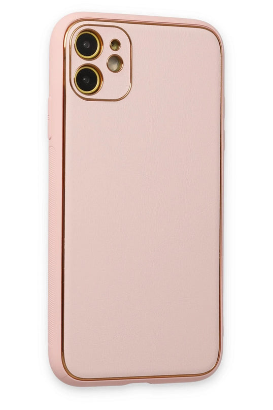 iPhone 12 Coco Deri Silikon Kapak Kılıf - Pudra 2