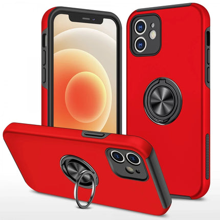 iPhone 12 Elit Yüzüklü Kapak Kılıf - Kırmızı