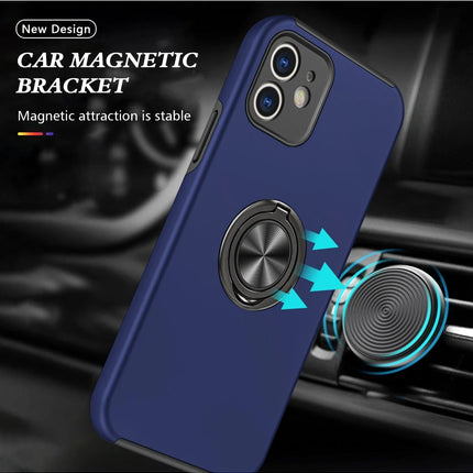 iPhone 12 Elit Yüzüklü Kapak Kılıf - Lacivert 5