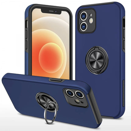 iPhone 12 Elit Yüzüklü Kapak Kılıf - Lacivert