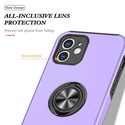 iPhone 12 Elit Yüzüklü Kapak Kılıf - Mor 2