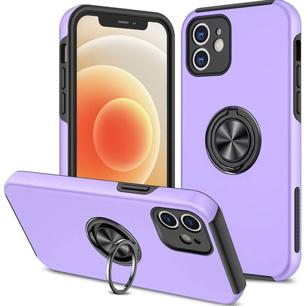 iPhone 12 Elit Yüzüklü Kapak Kılıf - Mor