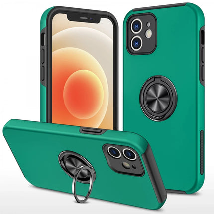 iPhone 12 Elit Yüzüklü Kapak Kılıf - Yeşil