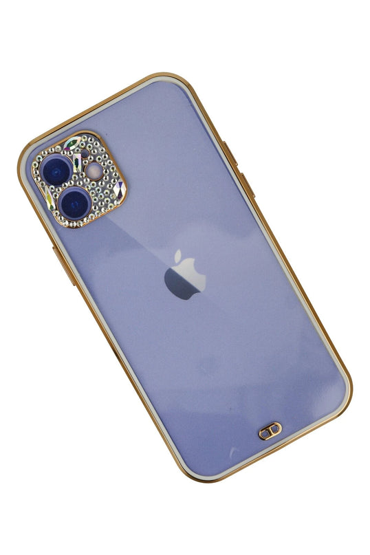 iPhone 12 Liva Taşlı Silikon Kılıf - Beyaz 2