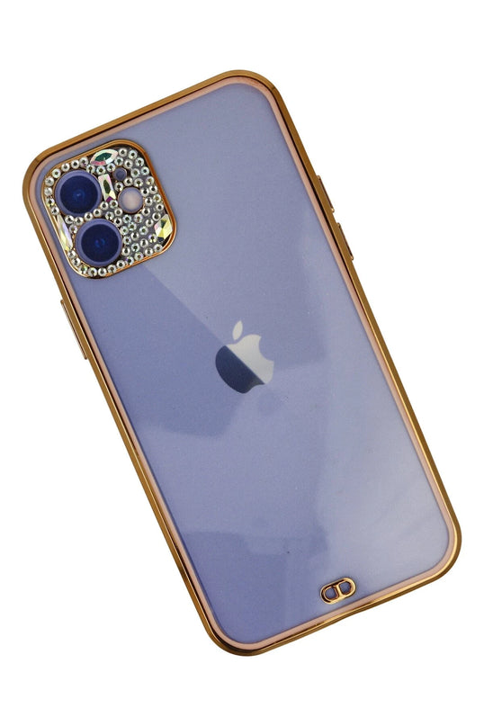 iPhone 12 Liva Taşlı Silikon Kılıf - Pembe 2