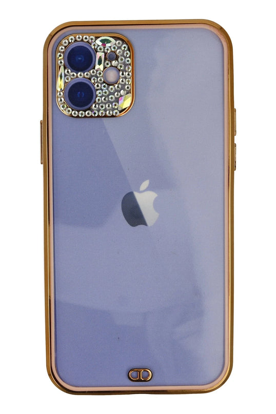 iPhone 12 Liva Taşlı Silikon Kılıf - Pembe