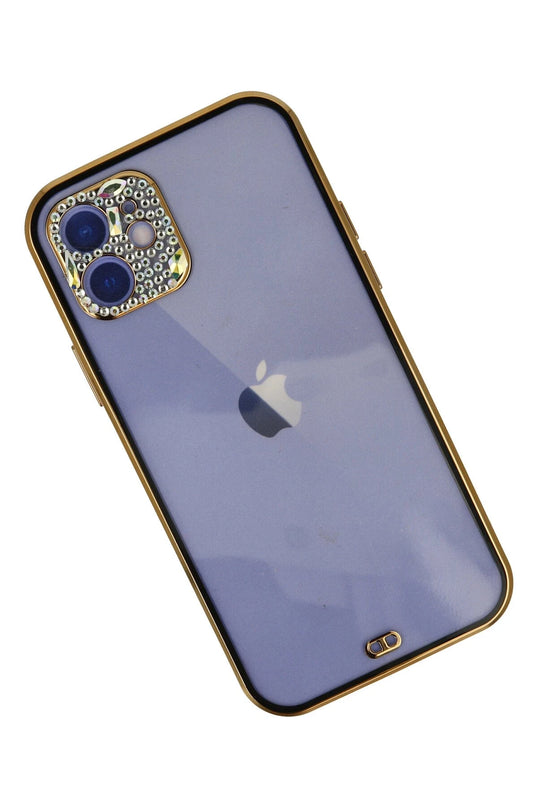 iPhone 12 Liva Taşlı Silikon Kılıf - Siyah 2