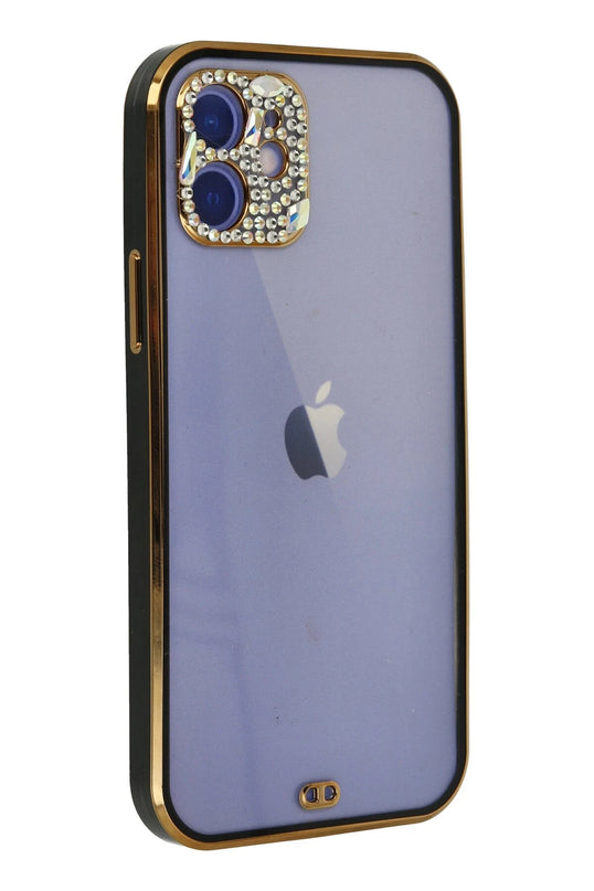 iPhone 12 Liva Taşlı Silikon Kılıf - Siyah 3