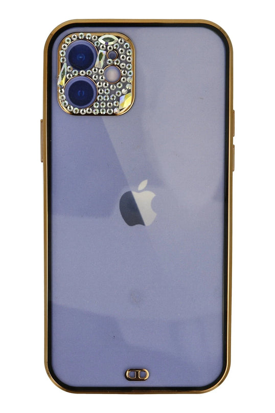 iPhone 12 Liva Taşlı Silikon Kılıf - Siyah