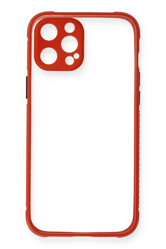 iPhone 12 Miami Şeffaf Silikon Kılıf - Kırmızı 2