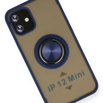 iPhone 12 Montreal Yüzüklü Silikon Kapak Kılıf - Lacivert 3