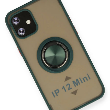 iPhone 12 Montreal Yüzüklü Silikon Kapak Kılıf - Yeşil 3