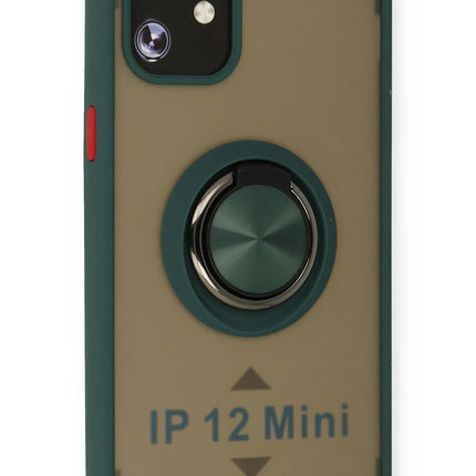 iPhone 12 Montreal Yüzüklü Silikon Kapak Kılıf - Yeşil 2