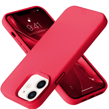 iPhone 12 Nano içi Kadife Silikon Kılıf - Kırmızı