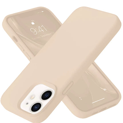 iPhone 12 Nano içi Kadife Silikon Kılıf - Pudra