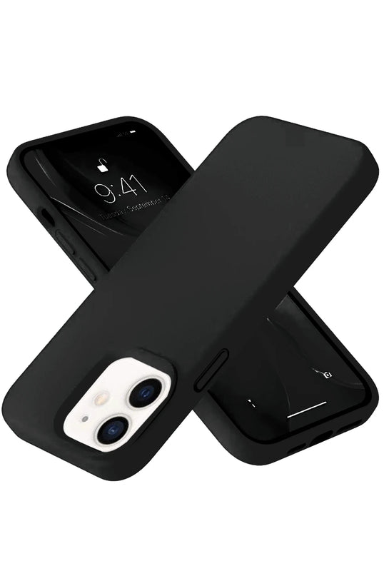 iPhone 12 Nano içi Kadife Silikon- Siyah Kılıf