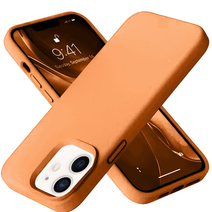 iPhone 12 Nano içi Kadife Silikon Kılıf - Turuncu