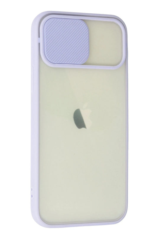 iPhone 12 Palm Buzlu Kamera Sürgülü Silikon Kılıf - Lila 3