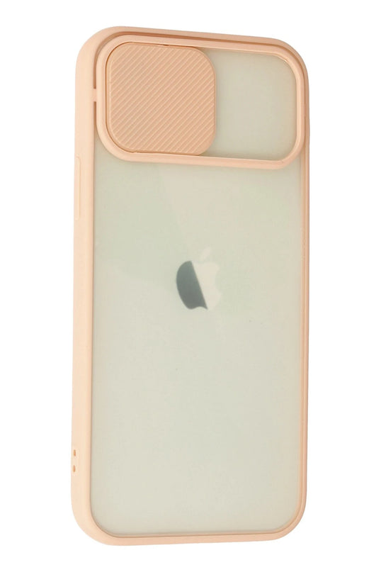 iPhone 12 Palm Buzlu Kamera Sürgülü Silikon Kılıf - Pembe 2