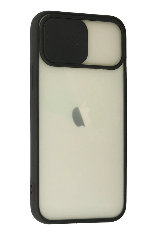 iPhone 12 Palm Buzlu Kamera Sürgülü Silikon Kılıf - Siyah 2