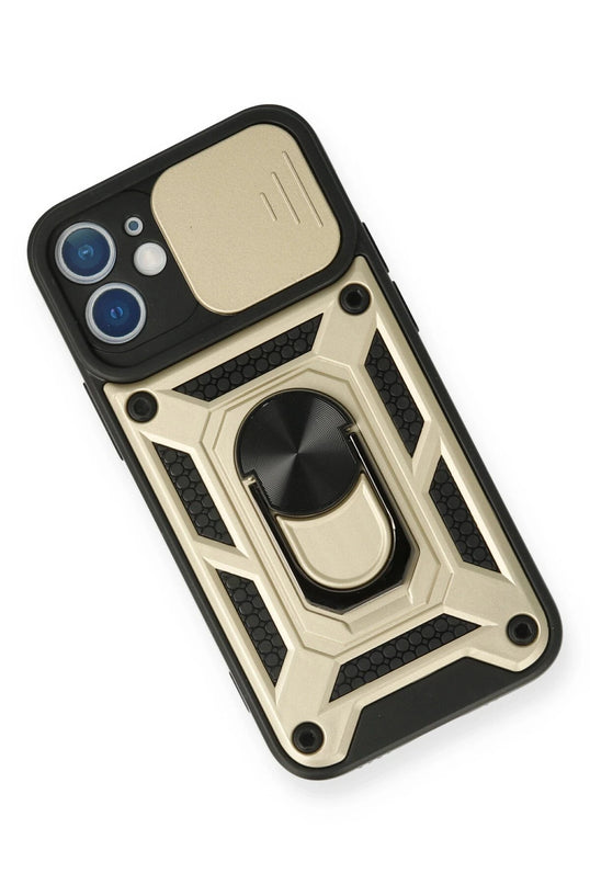 iPhone 12 Pars Lens Yüzüklü Silikon Kılıf - Gold 3