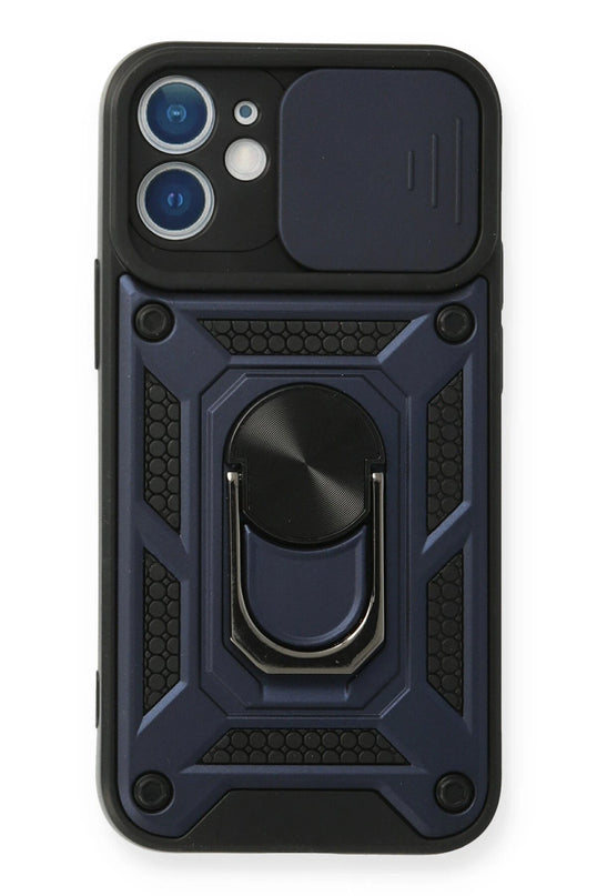 iPhone 12 Pars Lens Yüzüklü Silikon Kılıf - Lacivert