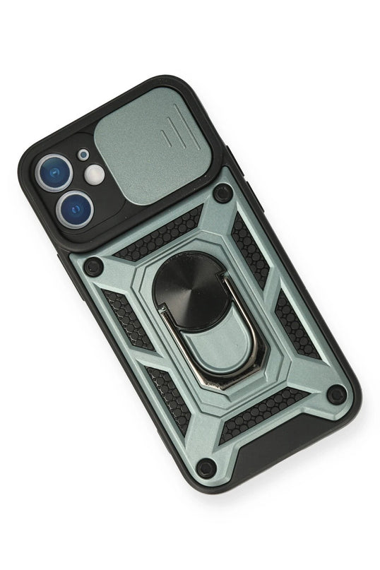iPhone 12 Pars Lens Yüzüklü Silikon Kılıf - Yeşil 3